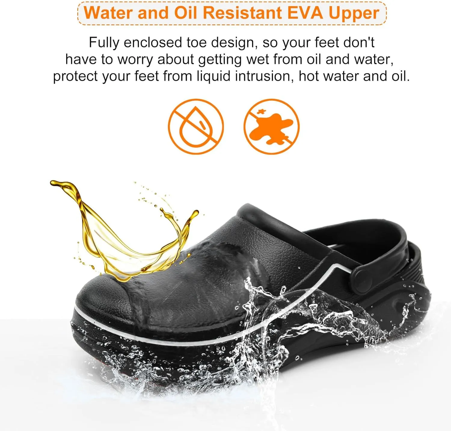 JSWEI Men's Unisex-Adult Kitchen Shoes - Nonslip Water Proof Work Shoes for Men, Women, Nurses, Gardeners, Indoor & Outdoor