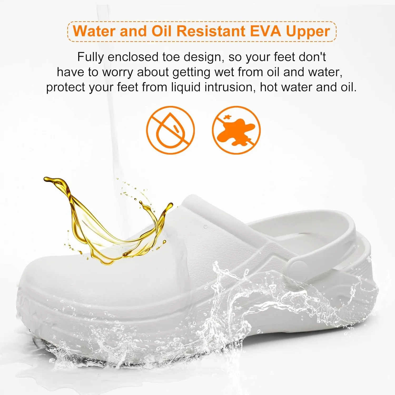 JSWEI Men's Unisex-Adult Kitchen Shoes - Nonslip Water Proof Work Shoes for Men, Women, Nurses, Gardeners, Indoor & Outdoor