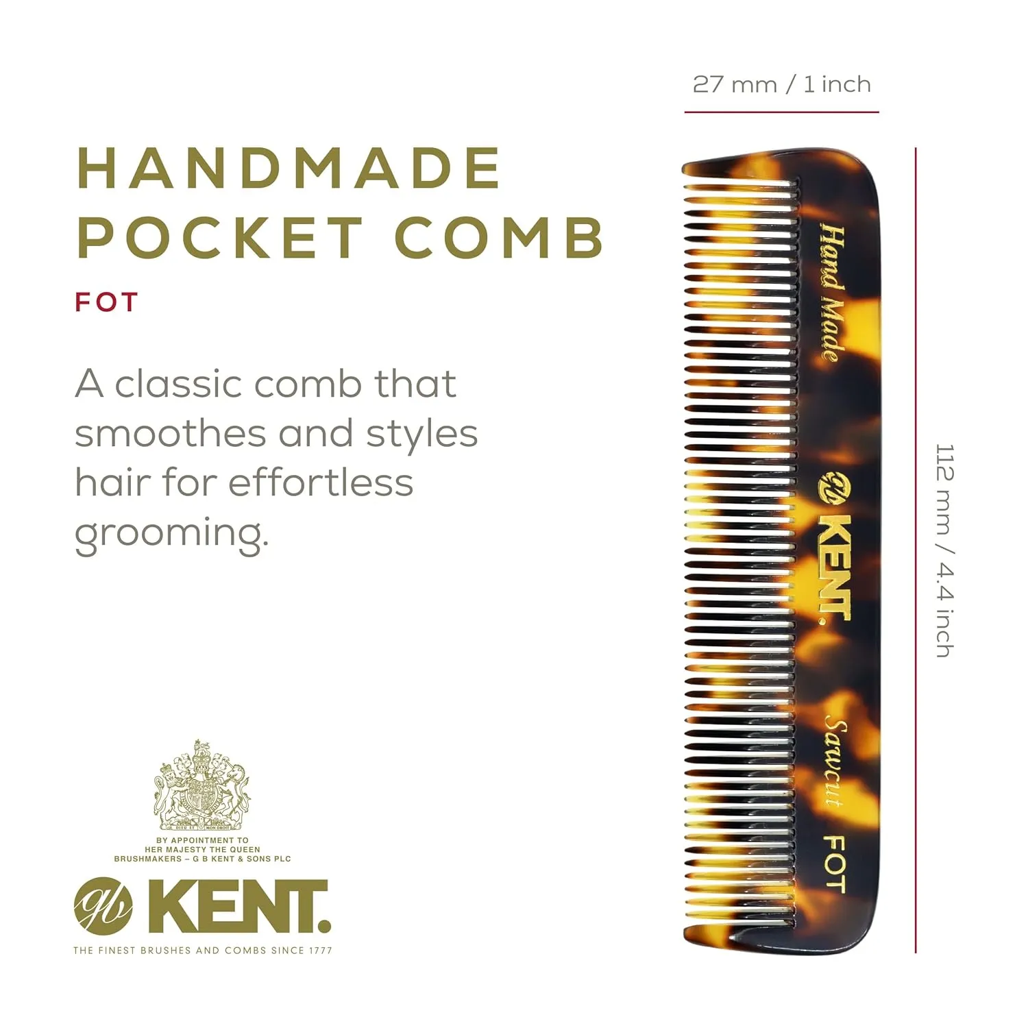Kent Folding Beard and Mustache Comb Set - Handmade Mini Grooming Kit for Men's Travel and Home Care