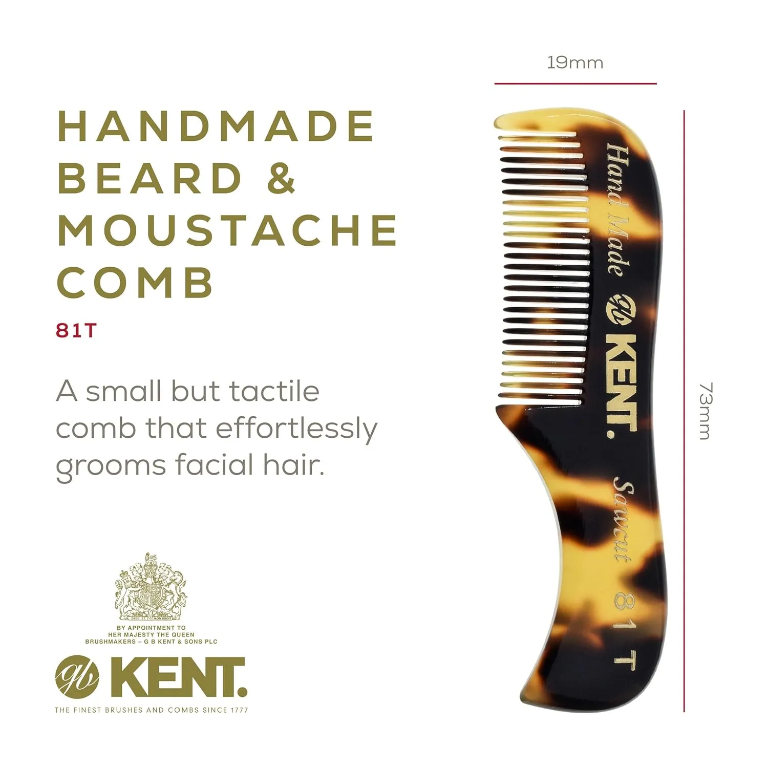 Kent Folding Beard and Mustache Comb Set - Handmade Mini Grooming Kit for Men's Travel and Home Care