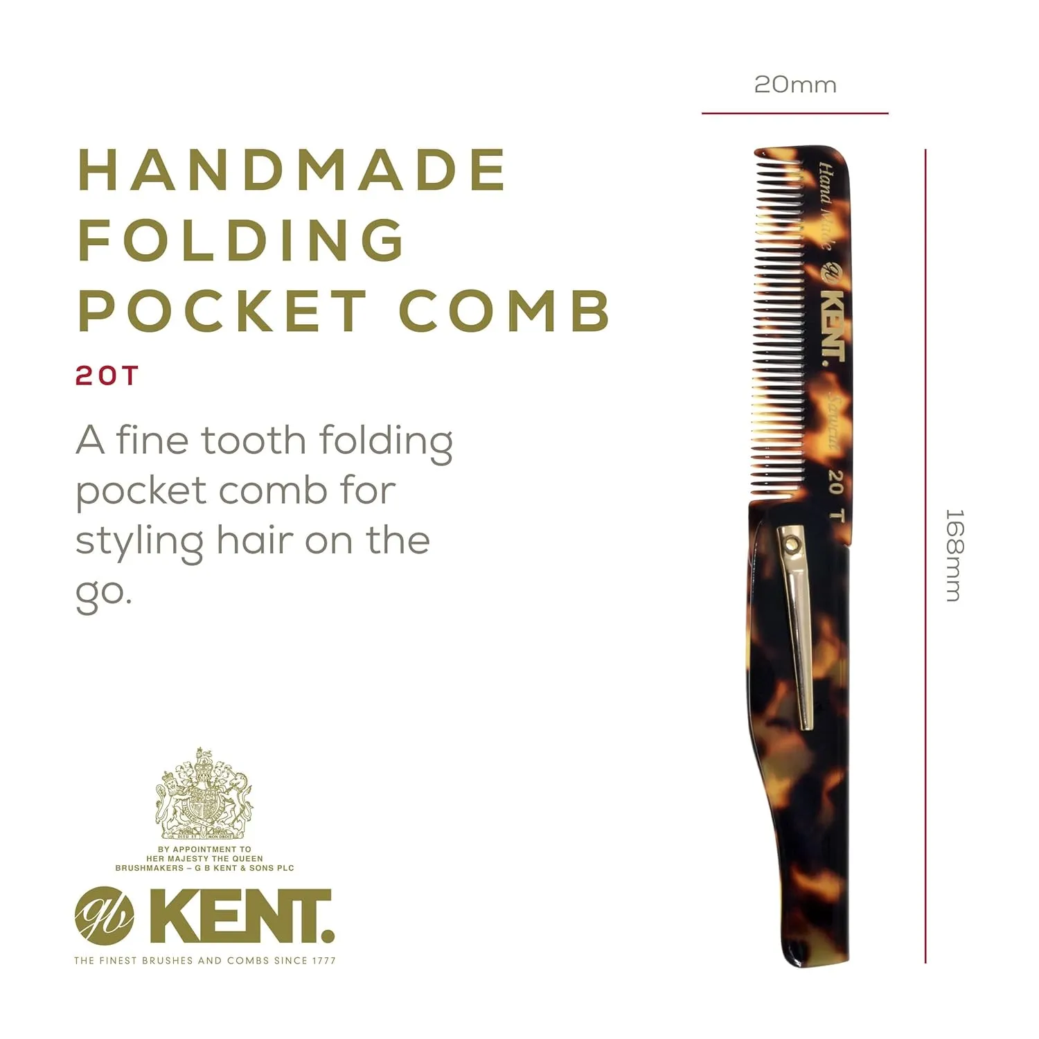 Kent Folding Beard and Mustache Comb Set - Handmade Mini Grooming Kit for Men's Travel and Home Care