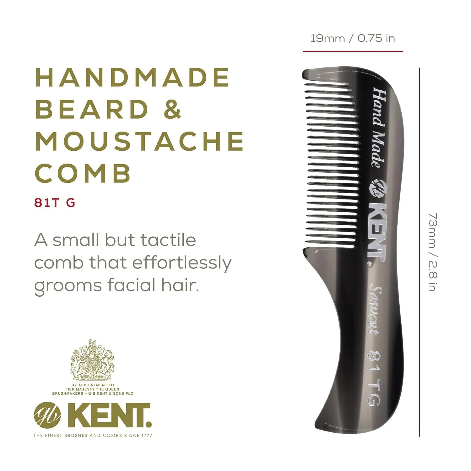 Kent Folding Beard and Mustache Comb Set - Mini Combs for Men's Grooming, Travel, and Handmade Care