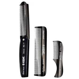 Kent Folding Beard and Mustache Comb Set - Mini Combs for Men's Grooming, Travel, and Handmade Care
