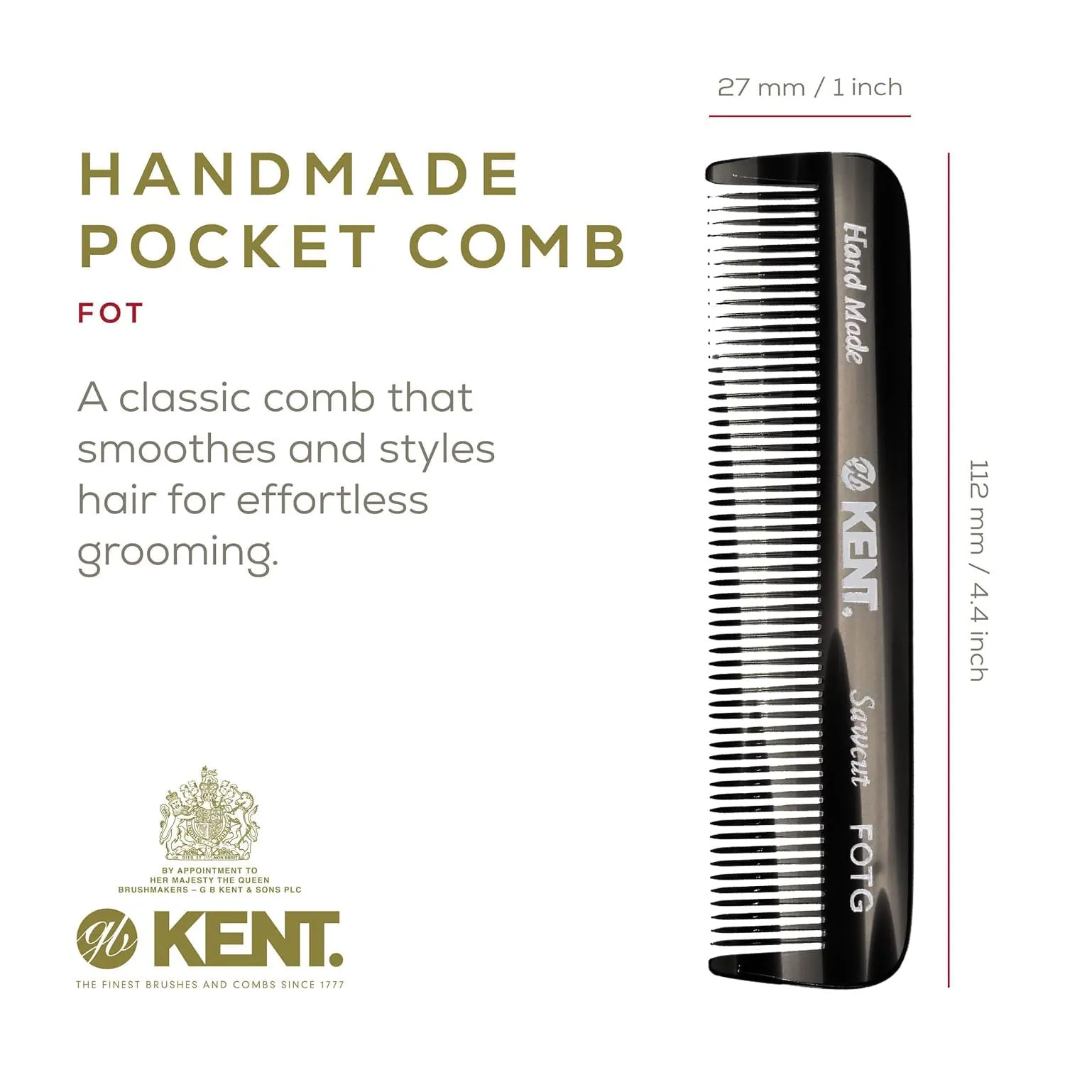 Kent Folding Beard and Mustache Comb Set - Mini Combs for Men's Grooming, Travel, and Handmade Care