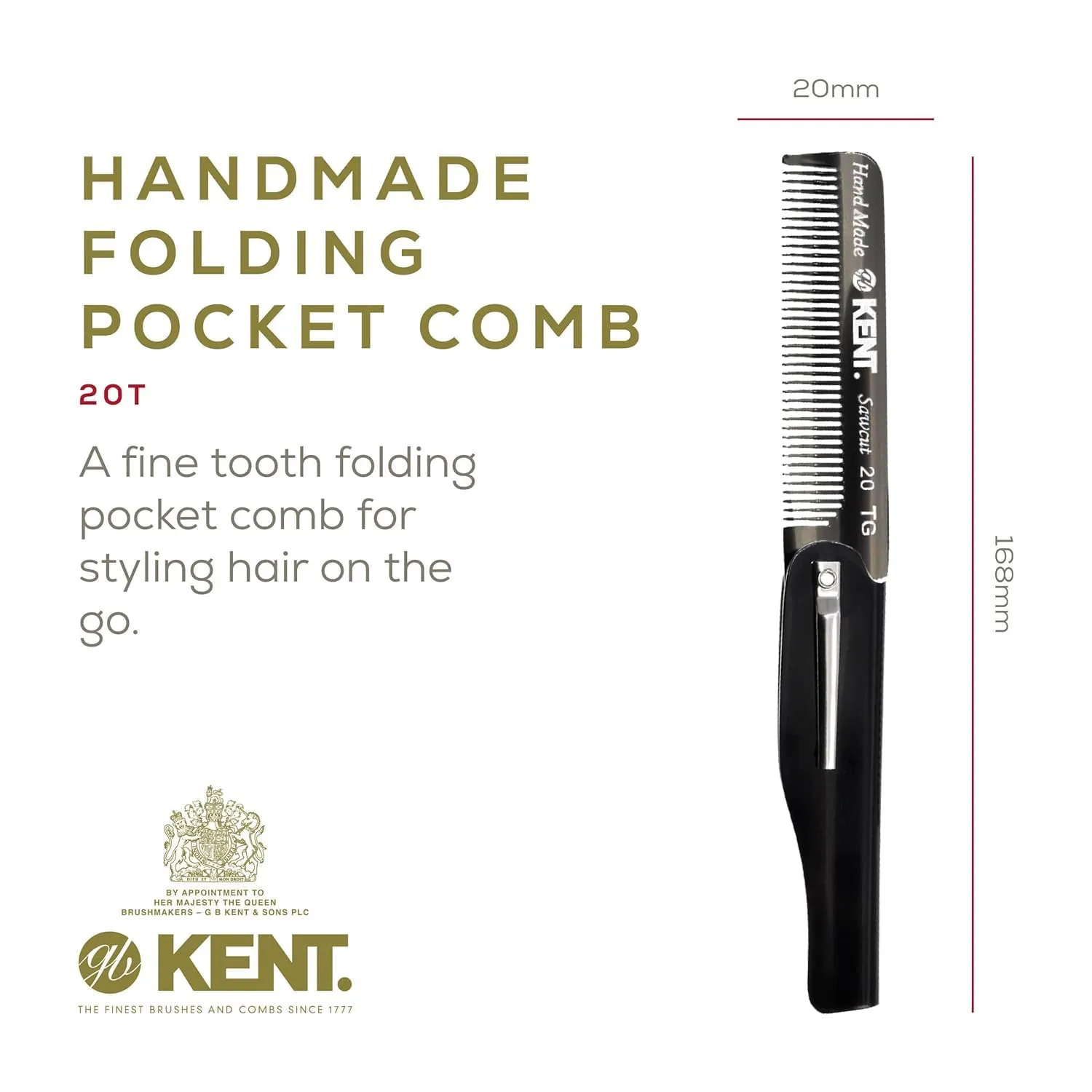 Kent Folding Beard and Mustache Comb Set - Mini Combs for Men's Grooming, Travel, and Handmade Care