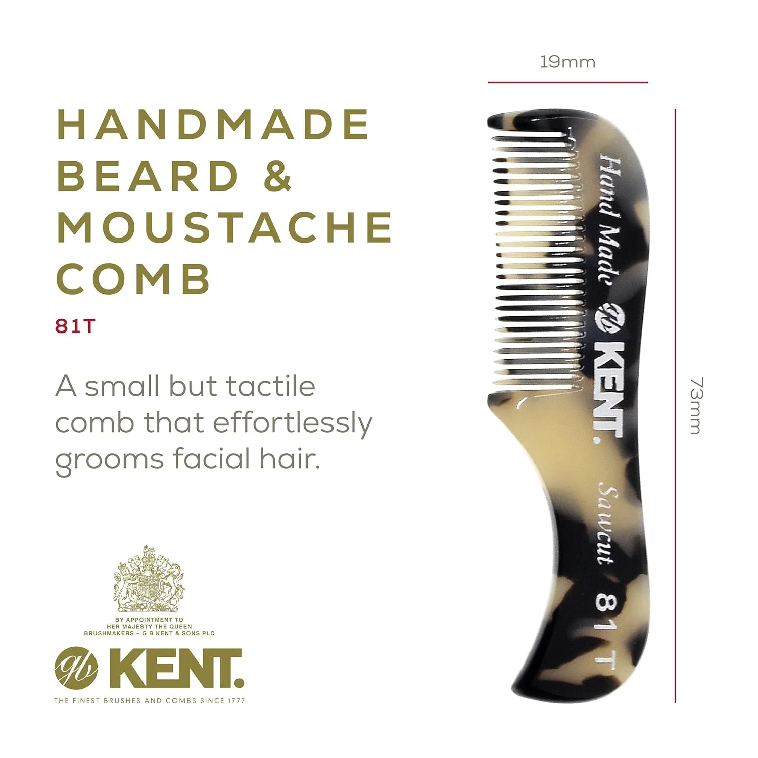 Kent Men's Folding Beard Comb Set - Handmade Mini Combs for Mustache and Beard Grooming, Travel and Home Care Kit