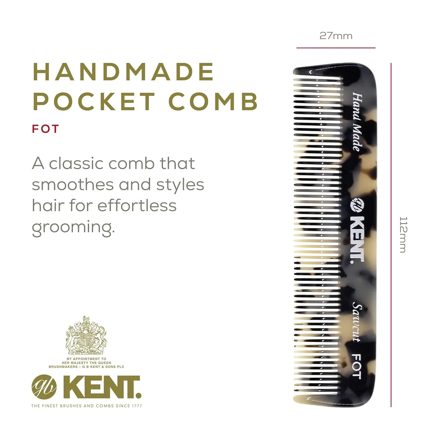 Kent Men's Folding Beard Comb Set - Handmade Mini Combs for Mustache and Beard Grooming, Travel and Home Care Kit