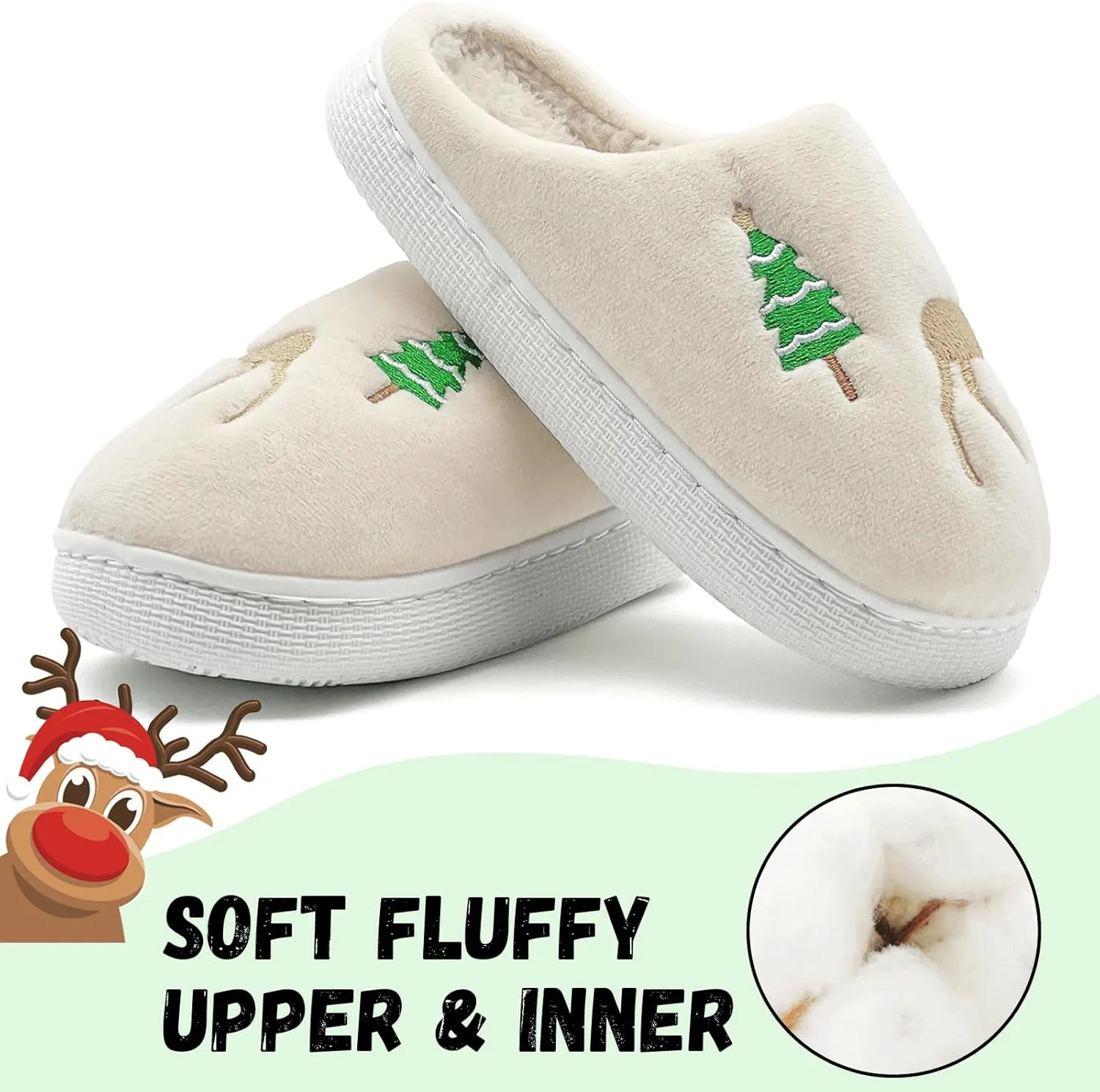 Kids Reindeer Slippers - Soft, Cozy, Non-Slip Indoor Shoes for Toddlers - Christmas Gifts for Boys & Girls