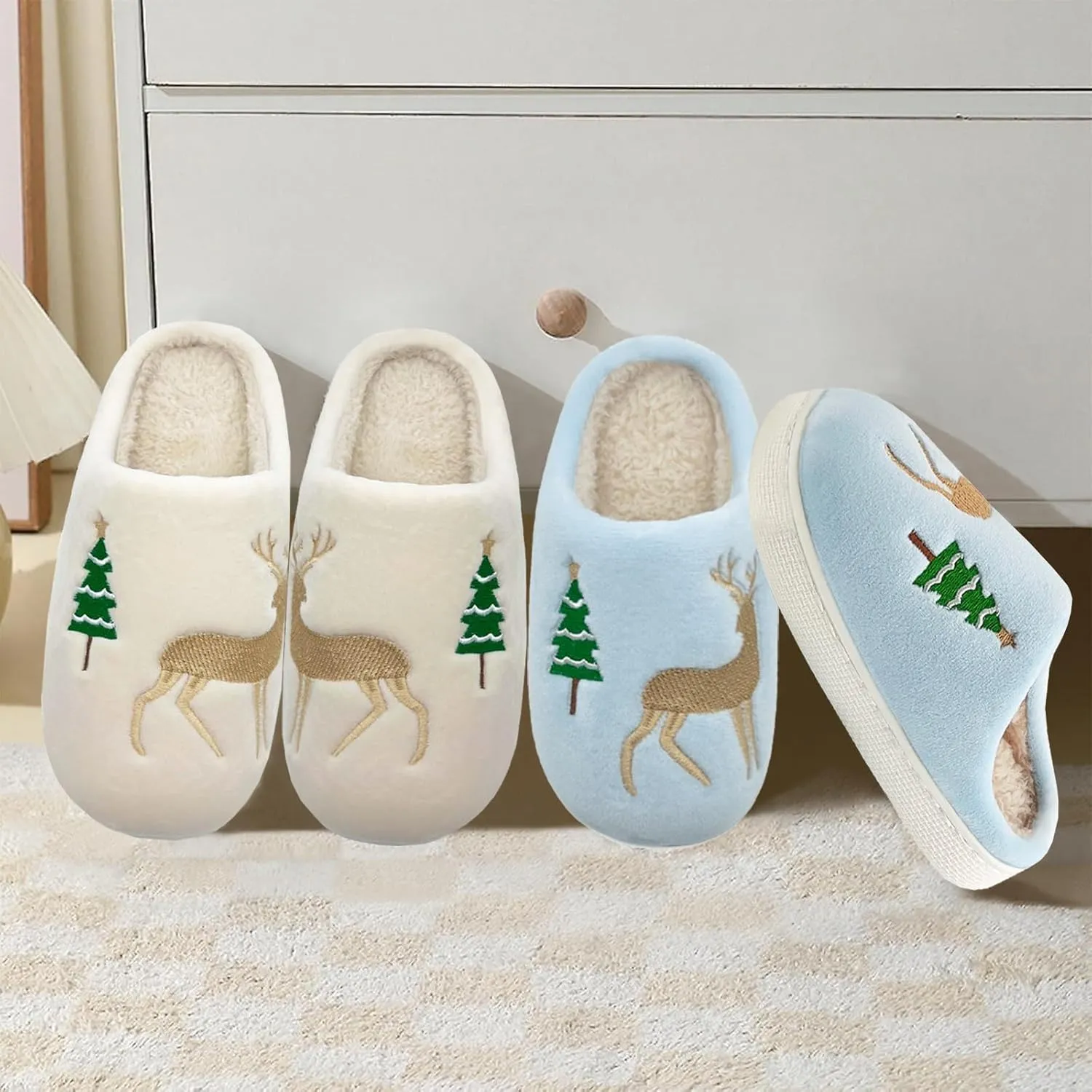 Kids Reindeer Slippers - Soft, Cozy, Non-Slip Indoor Shoes for Toddlers - Christmas Gifts for Boys & Girls