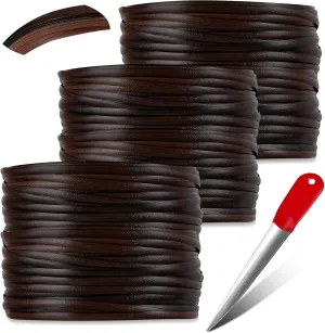 Kigley 3 Pcs Total 639 ft Wicker Repair Kit Wicker Repair Supplies with Weaving Tool for Rattan Plastic Rattan Material Gradient Rattan Repair Kit for Patio Furniture Sofa Chair Basket (Coffee Brown)
