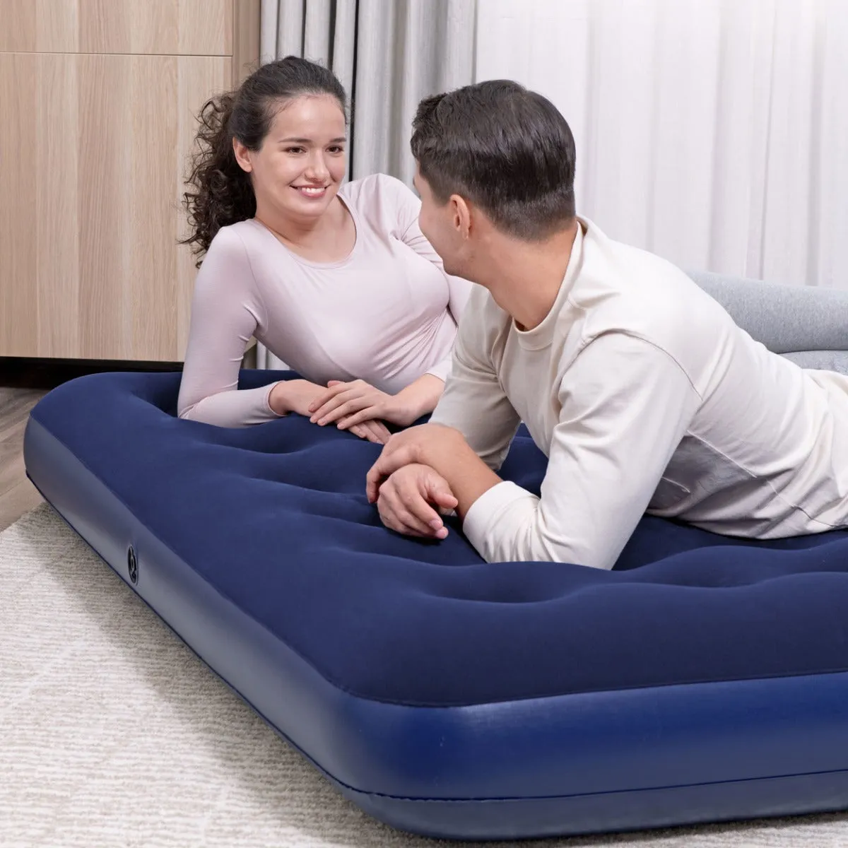 King Flocked Airbed Inflatable Air Mattress
