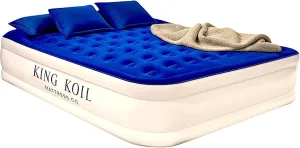 King Koil Luxury Cal King Air Mattress with Built-in Pump for Home, Camping & Guests - King Size Inflatable Airbed Luxury Double High Adjustable Blow Up Mattress, Durable Waterproof & Premium