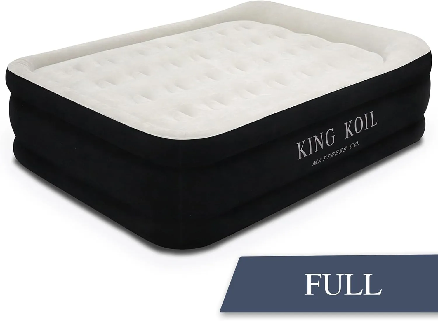 King Koil Luxury Full Size Plush Pillow Top Air Mattress with Built-in High-Speed Pump for Home, Camping & Guests 20" Inflatable Double High Blow Up Airbed, Durable, Waterproof, 1-Year Warranty