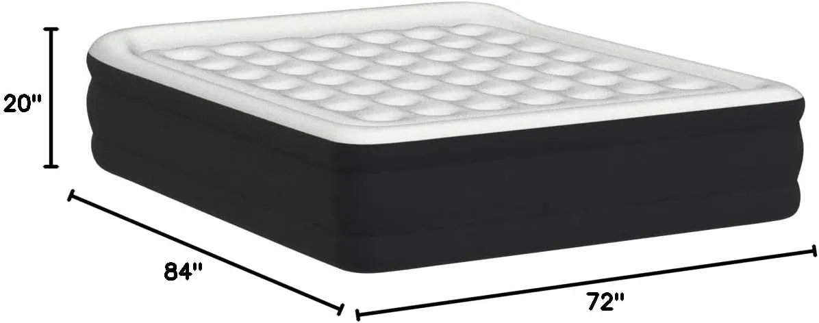 King Koil Premium California King Size Air Mattress with Built-in High-Speed Pump Best for Home, Camping & Guests, 20" Double High Airbed Adjustable Blow Up Mattress, Waterproof, 1-Year Warranty