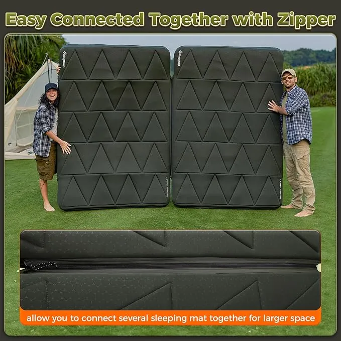 KingCamp Self Inflating Sleeping Pad for Camping Ultra Thick Double Single Foam Mattress High R Value Camping Air Pad Mat, Multi Colors & Sizes