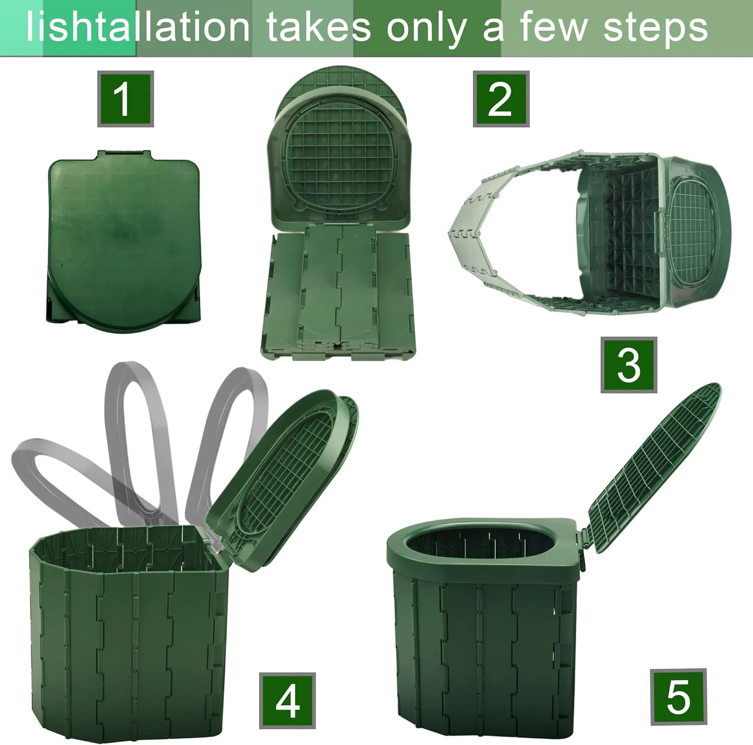 KINSPORY Camping Toilet, Portable Toilet for Adults & Kids, Foldable Potty & Outdoor Emergency Sanitation Products, Trash Can, Stool for Car Truck Camping Travel Hiking Fishing Long Trips
