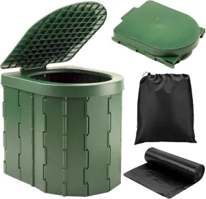 KINSPORY Camping Toilet, Portable Toilet for Adults & Kids, Foldable Potty & Outdoor Emergency Sanitation Products, Trash Can, Stool for Car Truck Camping Travel Hiking Fishing Long Trips