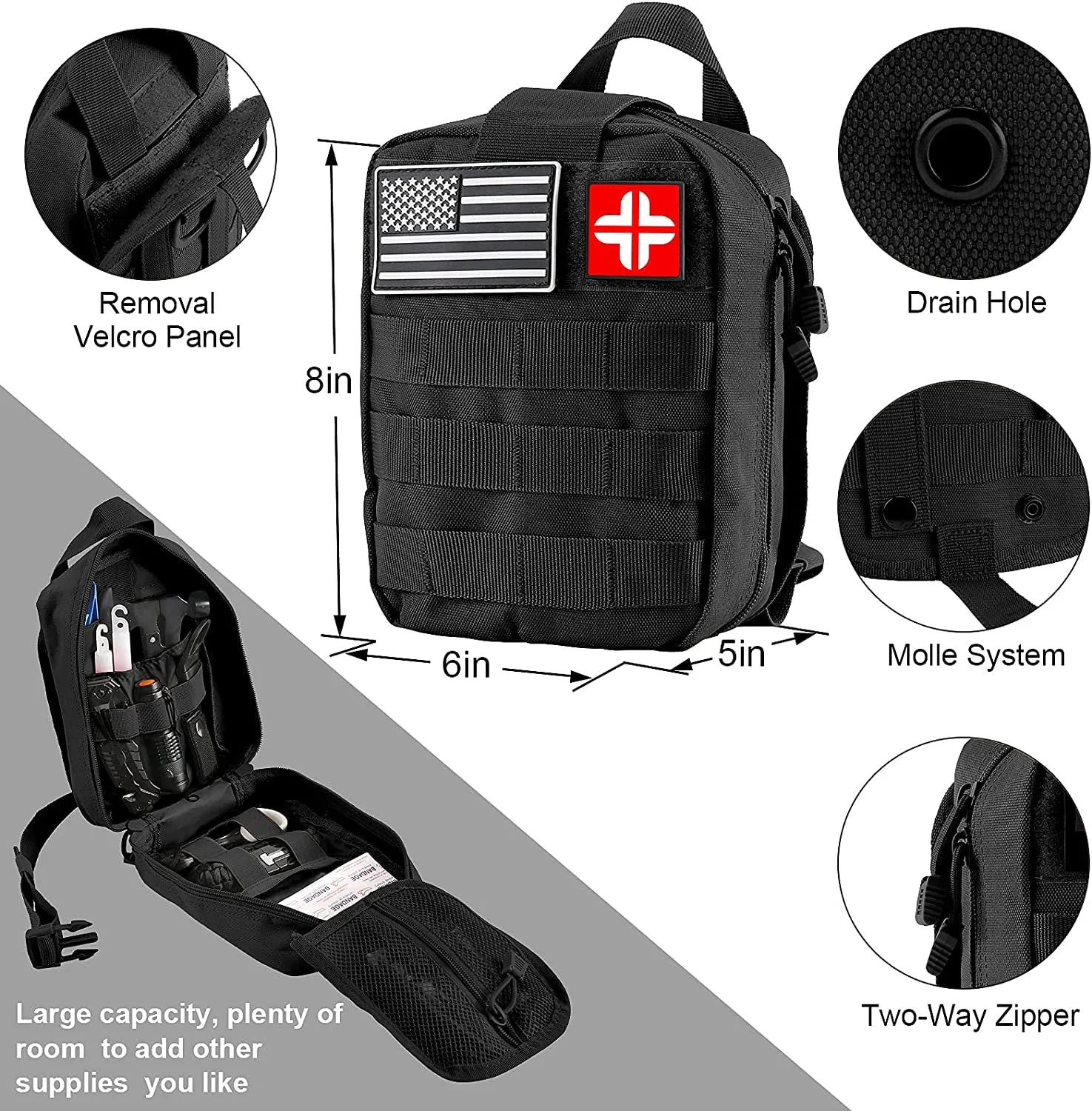 Kit, Men Energy-efficient Likes Kit Who and with Professional Adventure Survival and Husband First Pouch, Gear Equipment Dad Outdoor Molle Survival Fast-track support for 142Pcs Camping Aid