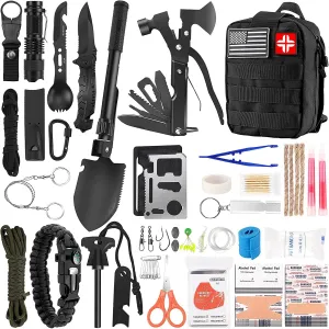 Kit, Men Energy-efficient Likes Kit Who and with Professional Adventure Survival and Husband First Pouch, Gear Equipment Dad Outdoor Molle Survival Fast-track support for 142Pcs Camping Aid