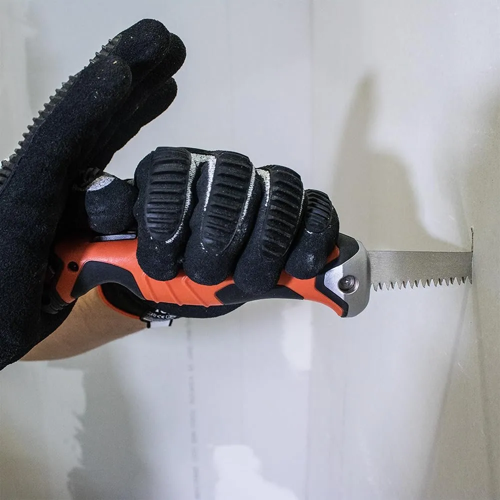 Klein Tools 31737 Folding Jab Saw/Drywall Saw, Hand Saw with Lockback at 180 and 125 Degrees and Tether Hole