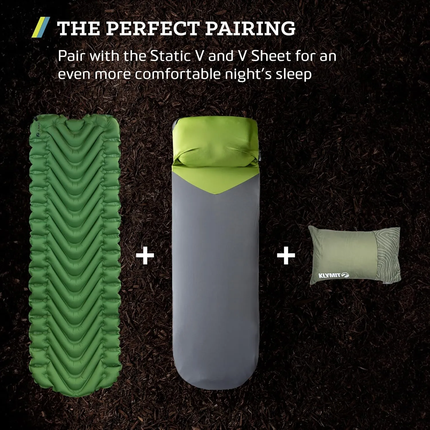 Klymit Drift Camping Pillow, Shredded Memory Foam Travel Pillow with Reversible Cover for Outdoor Use, Green, Regular