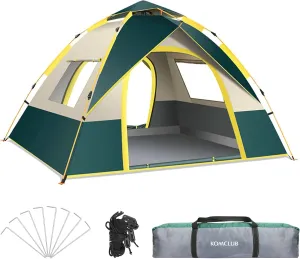 KOMCLUB Camping Tent 1/2/3 Person Tents for Family Camp Tent Waterproof Windproof Outdoor for Backpacking Hiking Easy Setup with Storage Bag,8 Ground ding,4 Windproof Rope