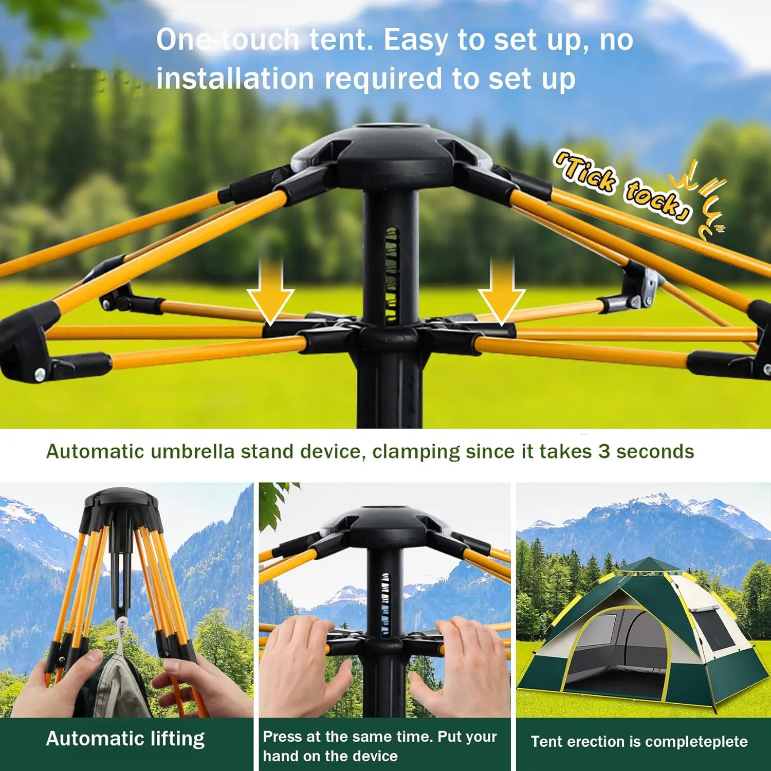 KOMCLUB Camping Tent 1/2/3 Person Tents for Family Camp Tent Waterproof Windproof Outdoor for Backpacking Hiking Easy Setup with Storage Bag,8 Ground ding,4 Windproof Rope