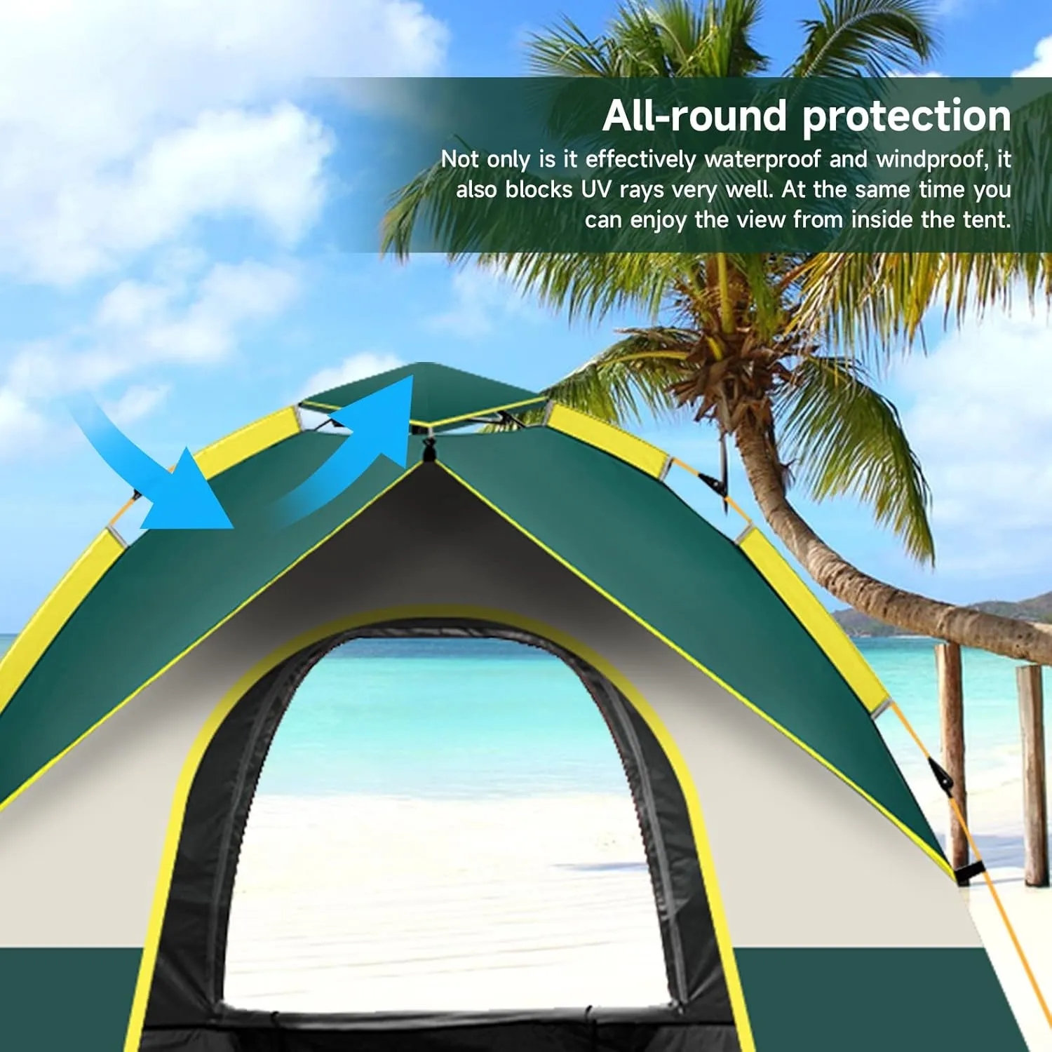KOMCLUB Camping Tent 1/2/3 Person Tents for Family Camp Tent Waterproof Windproof Outdoor for Backpacking Hiking Easy Setup with Storage Bag,8 Ground ding,4 Windproof Rope