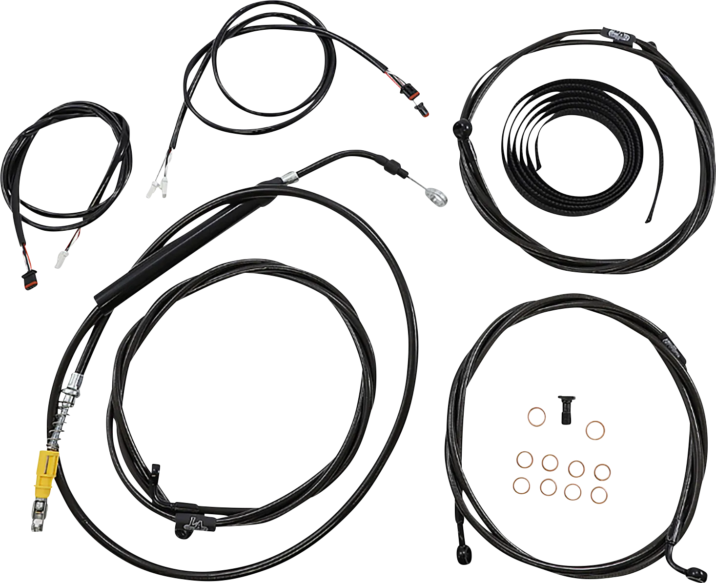 LA CHOPPERS Cable Kit - 15" - 17" Ape Hanger Handlebars - ABS - Black LA-8058KT3-16B