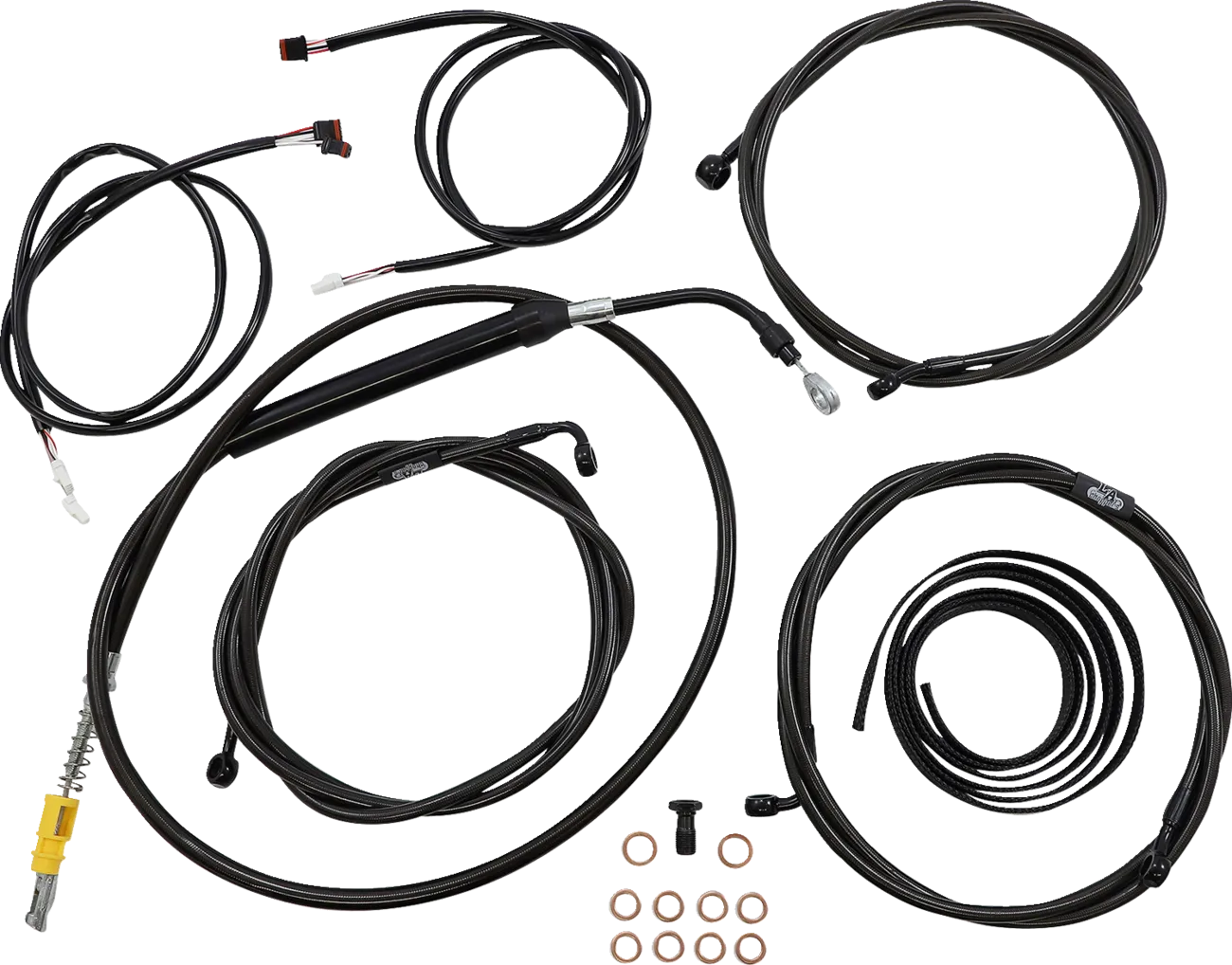 LA CHOPPERS Cable Kit - 15" - 17" Ape Hanger Handlebars - ABS - Midnight LA-8056KT3-16M