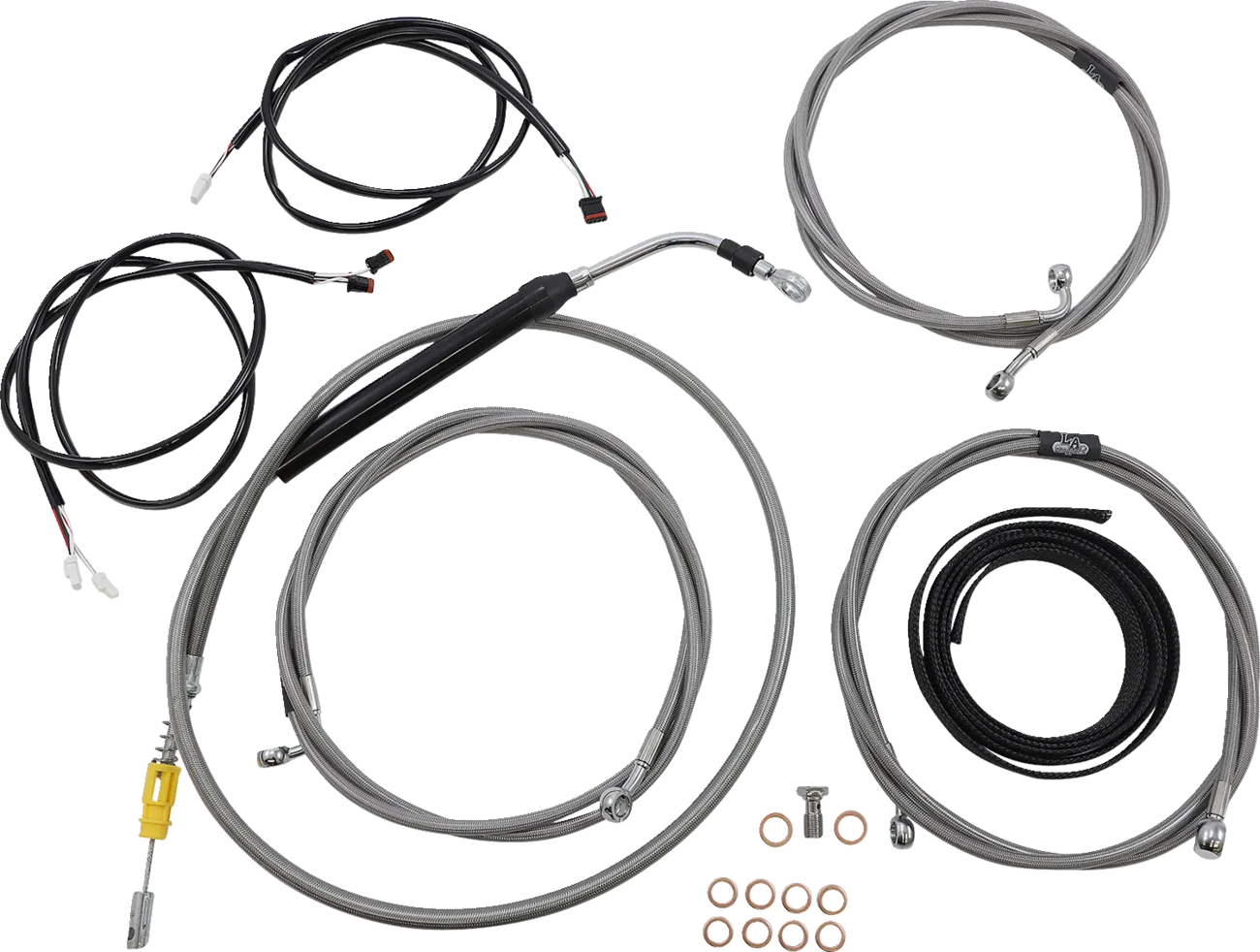 LA CHOPPERS Cable Kit - 15" - 17" Ape Hanger Handlebars - ABS - Stainless LA-8056KT3-16