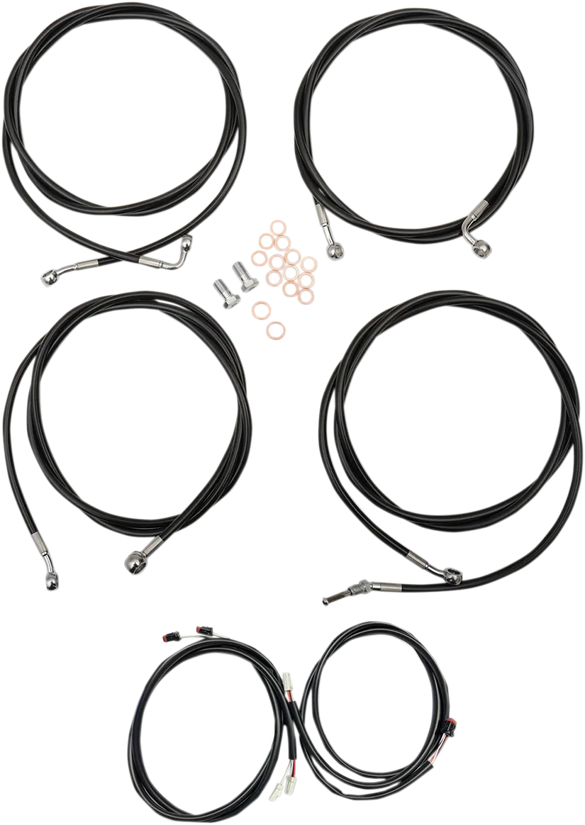 LA CHOPPERS Cable Kit - 18" - 20" Ape Hanger Handlebars - Black LA-8054KT3-19B