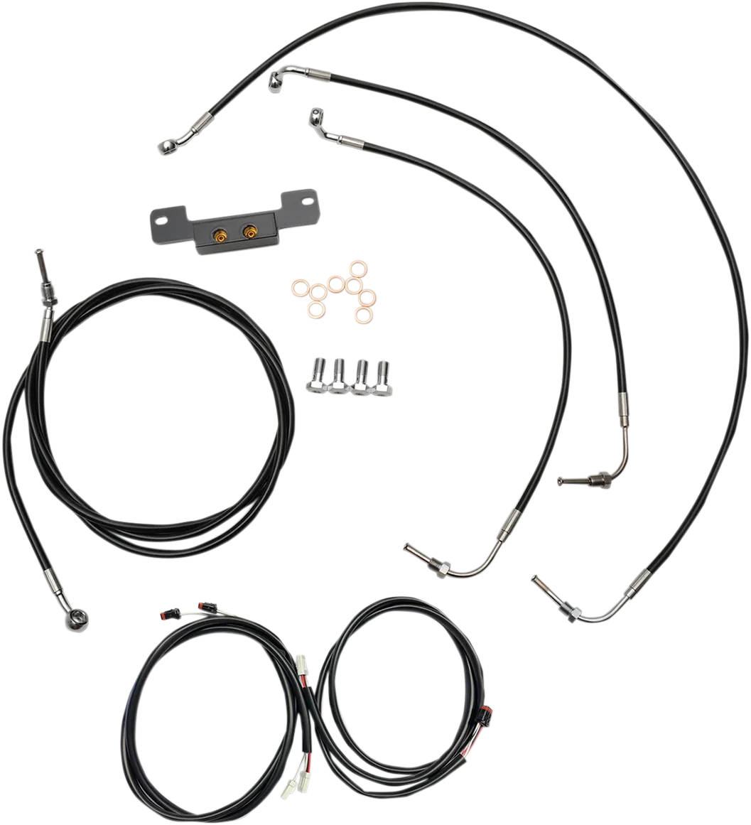 LA CHOPPERS Cable Kit - 18" - 20" Ape Hanger Handlebars - Black LA-8055KT3-19B