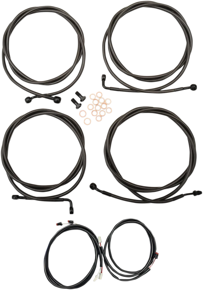 LA CHOPPERS Cable Kit - 18" - 20" Ape Hanger Handlebars - Midnight LA-8054KT3-19M