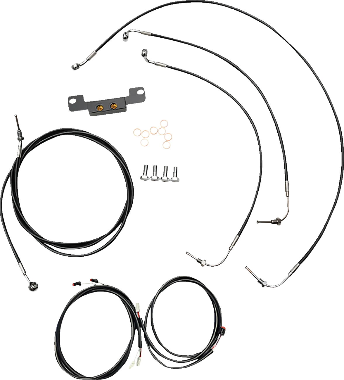LA CHOPPERS Cable Kit - Stock Ape Hanger Handlebars - ABS - Black LA-8056KT3-08B