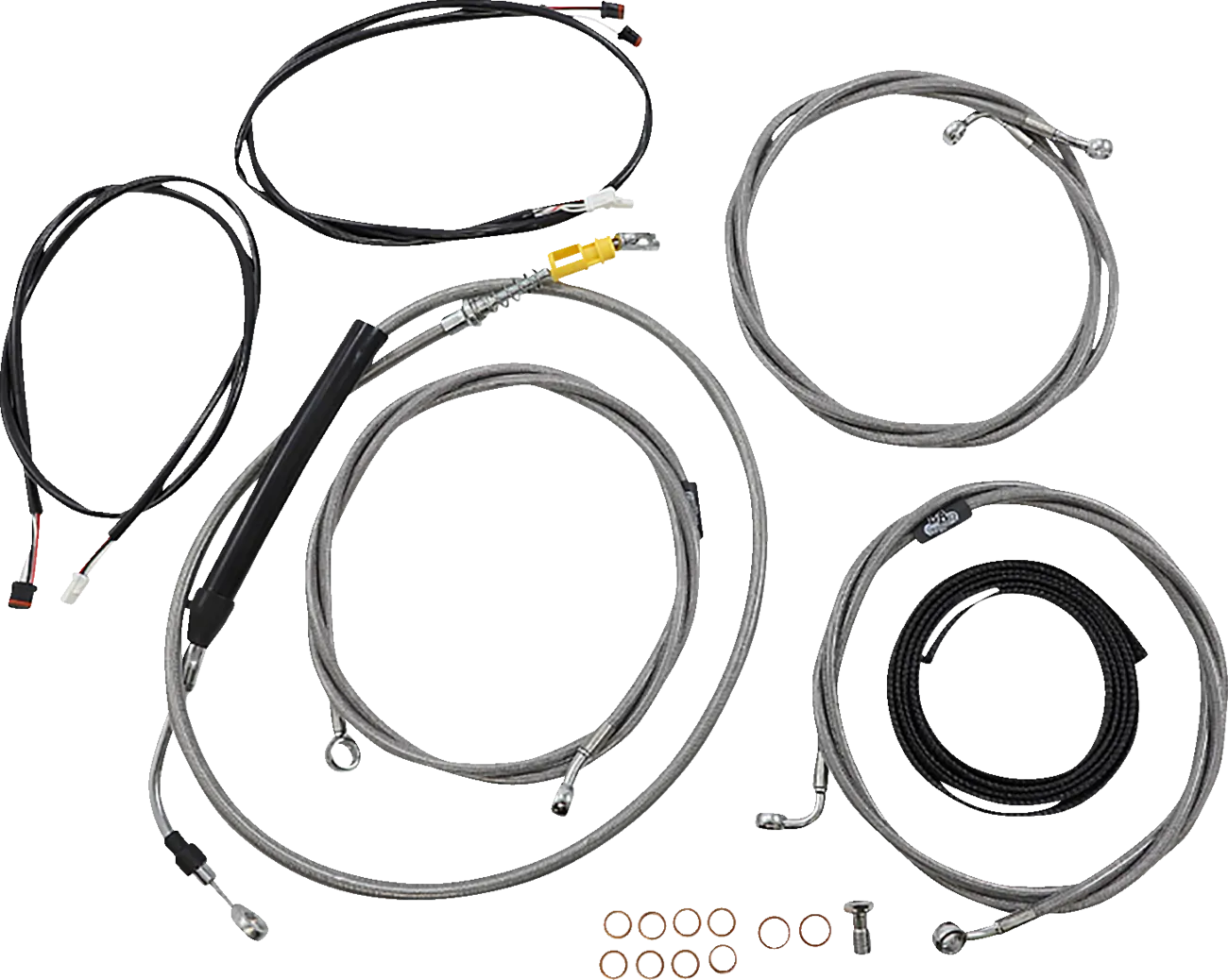 LA CHOPPERS Cable Kit - Stock Ape Hanger Handlebars - ABS - Stainless LA-8058KT3-08