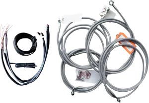 LA CHOPPERS Handlebar Cable/Brake Line Kit - Complete - 12" - 14" Ape Hanger Handlebars - Stainless LA-8052KT2-13