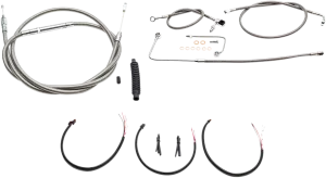 LA CHOPPERS Handlebar Cable/Brake Line Kit - Complete - 12" - 14" Ape Hanger Handlebars - Stainless LA-8151KT2B-13