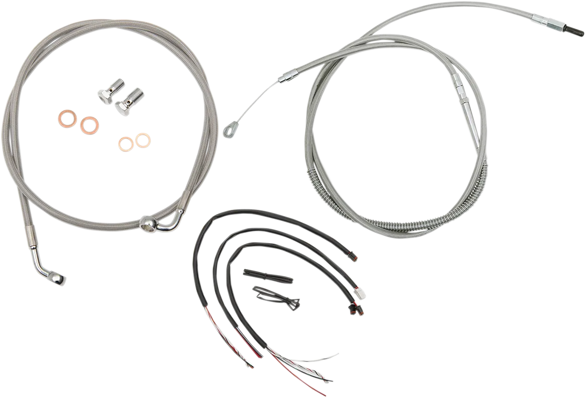 LA CHOPPERS Handlebar Cable/Brake Line Kit - Complete - 12" - 14" Ape Hanger Handlebars - Stainless LA-8153KT2-13