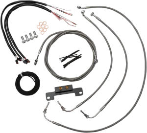LA CHOPPERS Handlebar Cable/Brake Line Kit - Complete - 15" - 17" Ape Hanger Handlebars - Stainless LA-8055KT2-16