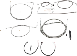 LA CHOPPERS Handlebar Cable/Brake Line Kit - Complete - 15" - 17" Ape Hanger Handlebars - Stainless LA-8151KT2A-16