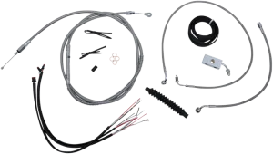 LA CHOPPERS Handlebar Cable/Brake Line Kit - Complete - 15" - 17" Ape Hanger Handlebars - Stainless LA-8152KT2-16