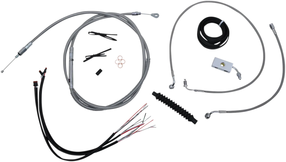 LA CHOPPERS Handlebar Cable/Brake Line Kit - Complete - 15" - 17" Ape Hanger Handlebars - Stainless LA-8152KT2-16