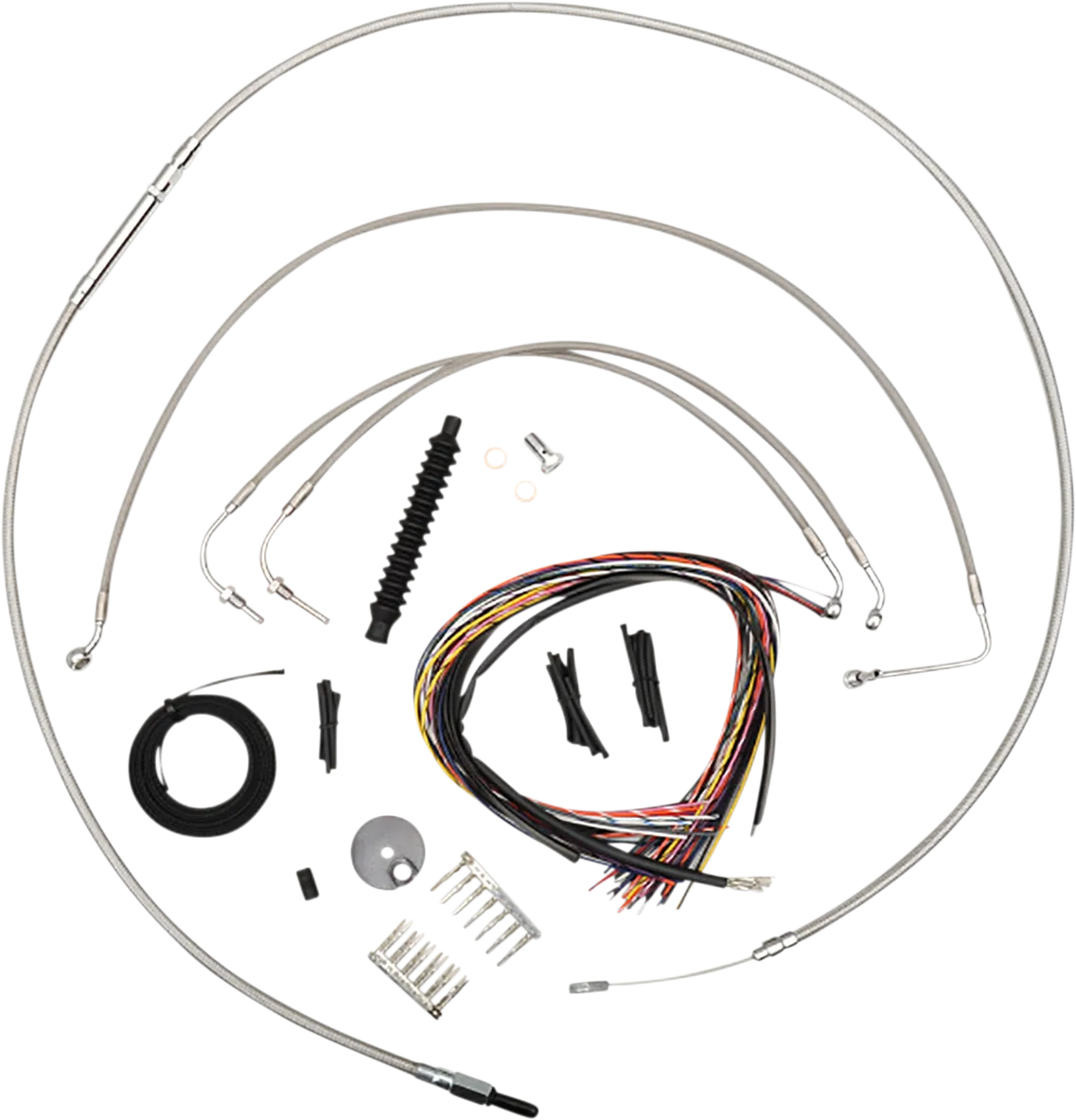 LA CHOPPERS Handlebar Cable/Brake Line Kit - Complete - 15" - 17" Ape Hanger Handlebars - Stainless LA-8154KT2-16
