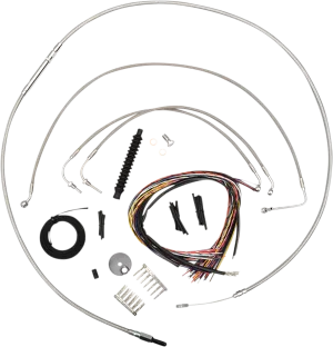 LA CHOPPERS Handlebar Cable/Brake Line Kit - Complete - 15" - 17" Ape Hanger Handlebars - Stainless LA-8154KT2-16