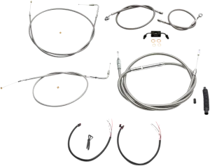 LA CHOPPERS Handlebar Cable/Brake Line Kit - Complete - 15" - 17" Ape Hanger Handlebars - Stainless LA-8231KT2-16