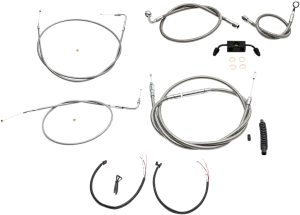 LA CHOPPERS Handlebar Cable/Brake Line Kit - Complete - 15" - 17" Ape Hanger Handlebars - Stainless LA-8321KT2-16