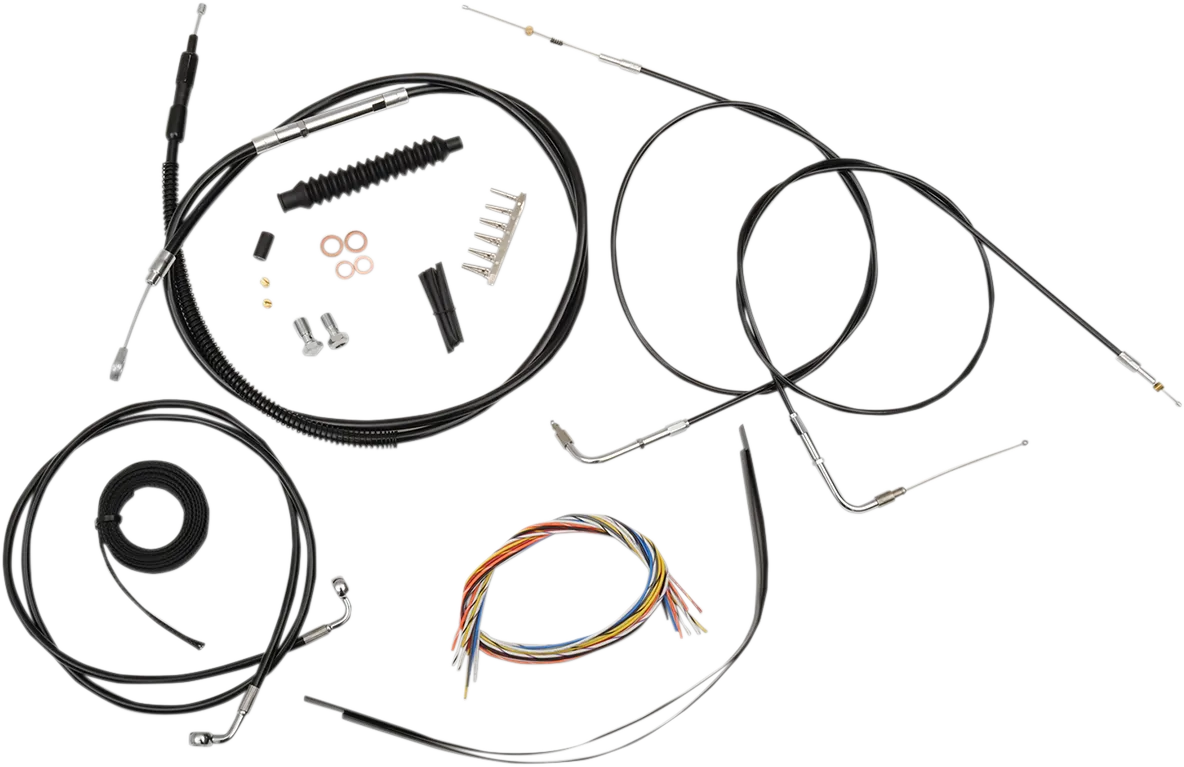 LA CHOPPERS Handlebar Cable/Brake Line Kit - Complete - 18" - 20" Ape Hanger Handlebars - Black Vinyl LA-8130KT2-19B