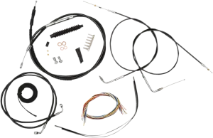 LA CHOPPERS Handlebar Cable/Brake Line Kit - Complete - 18" - 20" Ape Hanger Handlebars - Black Vinyl LA-8130KT2-19B
