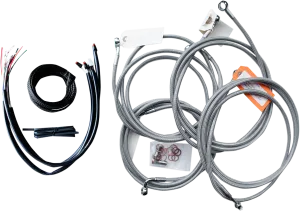 LA CHOPPERS Handlebar Cable/Brake Line Kit - Complete - 18" - 20" Ape Hanger Handlebars - Stainless LA-8053KT2-19